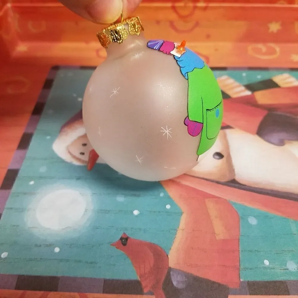 Set of 3  Hand painted 3D snowman ornaments. Aprox 8